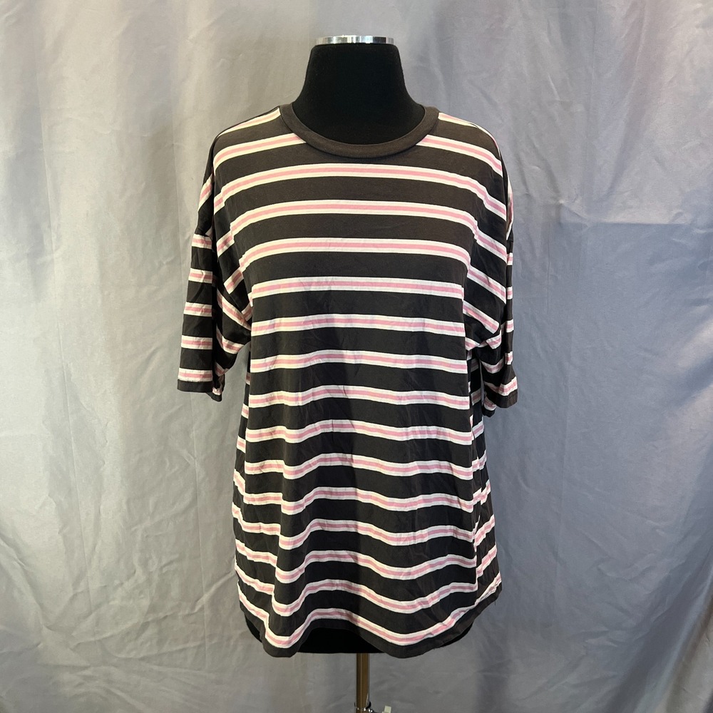 Asos Design T Shirt Womens 6 Multicolor Striped Crew Neck Drop Shoulder Pullover